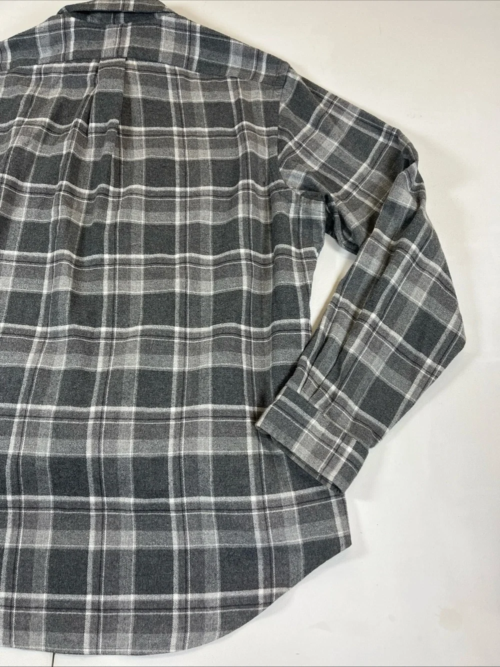 Polo Ralph Lauren Flannel Shirt Gray Plaid Elbow Patch Button Up Soft Men’s XL
